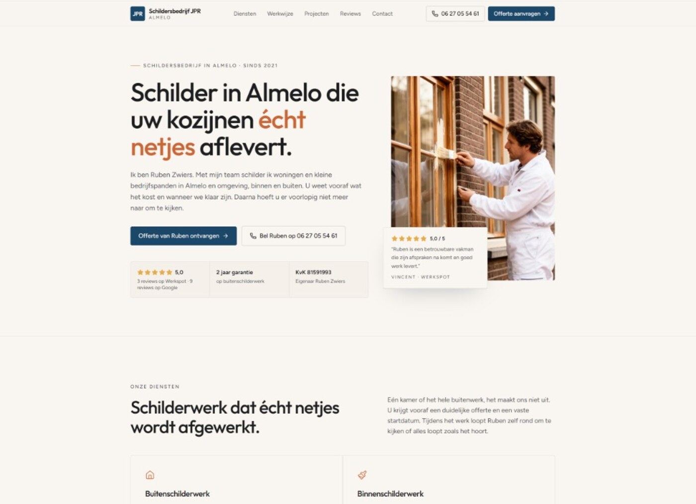 Schildersbedrijf JPR website preview