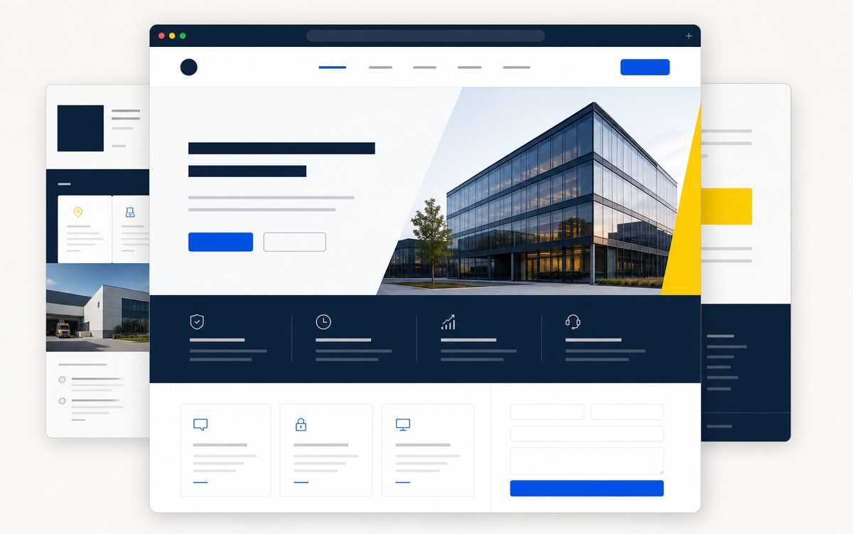 Conceptuele preview van een snelle zakelijke website
